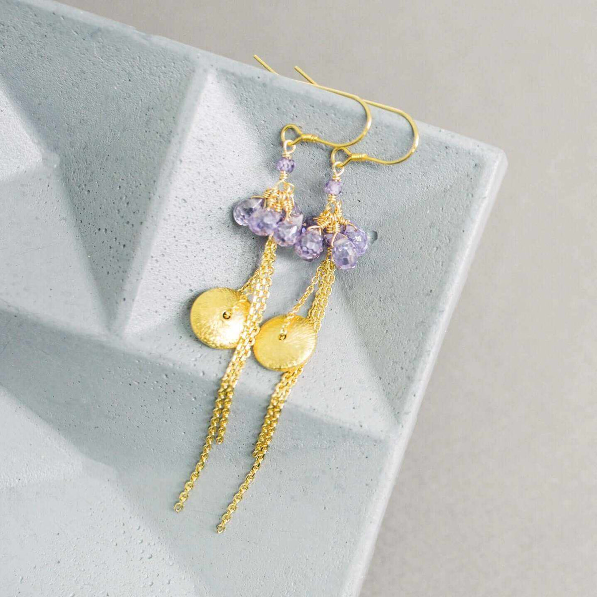 Aquamarine En Pointe Earrings handmade 14k gold plated silver ballerina inspired jewelry