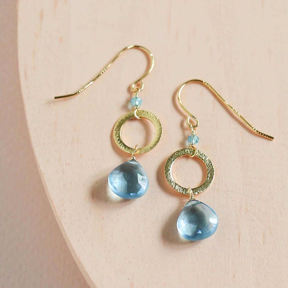 Aquamarine quartz silver earrings with French hooks, 1.5 inches long, rhodium plated sterling silver, handmade in NYC studio