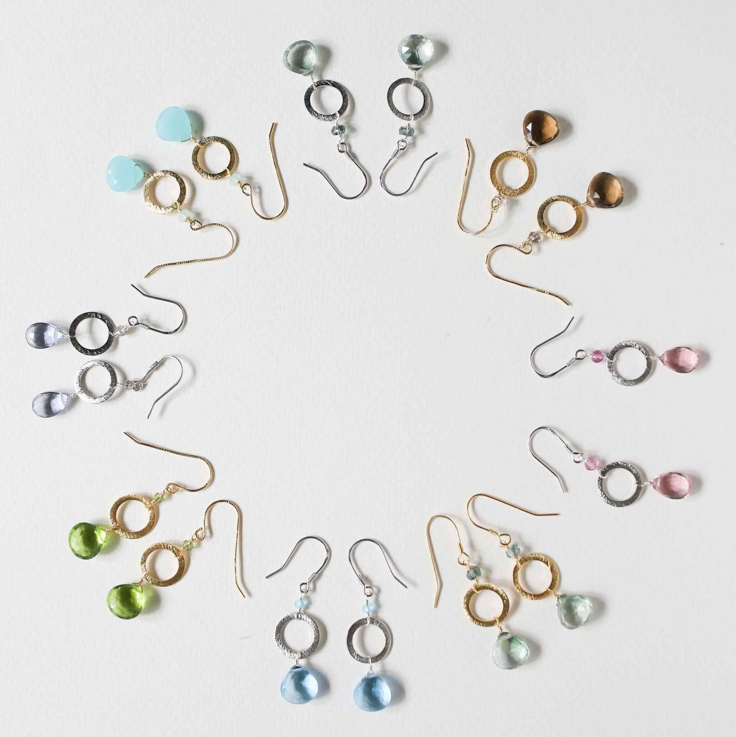 Aquamarine quartz earrings 1.5 inch rhodium plated sterling silver French hooks