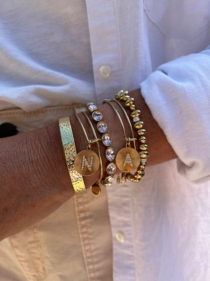 Initial N Pave Starburst Texture Bangle ALEX AND ANI