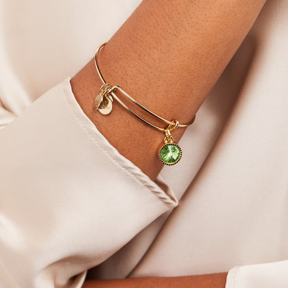 August Birthstone Charm Bangle, Peridot ALEX AND ANI