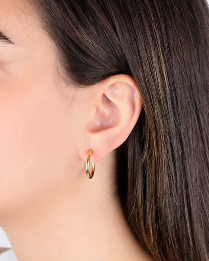 Gold Hoop Earrings Collection - 14K Solid Yellow Gold Filled Earrings Stylish Gold Earrings for Women with Different Occasions & Styles