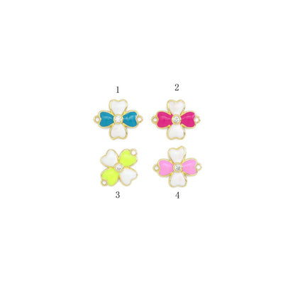 Dual Color Colorful Enamel Clover Connector Charm/Necklace, Sku#Y914