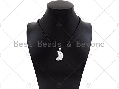 Natural Howlite/Bloodstone/Quartz/Jasper/Labradorite/Rose Quartz Moon Shape Pendant, Necklace Pendant,18x25mm,Sku#YK22