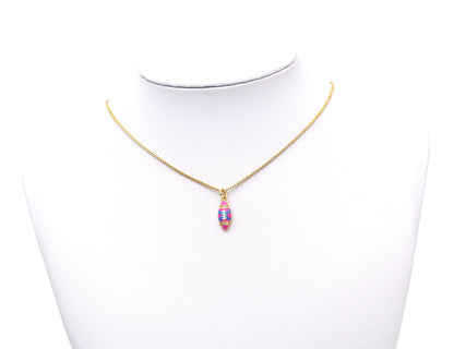 CZ Micro Pave Colorful Enamel Football Shape Pendant,18K Gold Filled Football Charm, Necklace Bracelet Charm Pendant, Sku#Y599