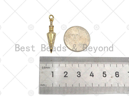 Gold Filled CZ Micro Pave Arrows Shape Pendant, 18K Gold Filled Arrowhead Charm, Necklace Bracelet Charm Pendant, 7x29mm, Sku#Y445