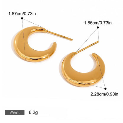 18K gold moon-shaped design light luxury simple earrings