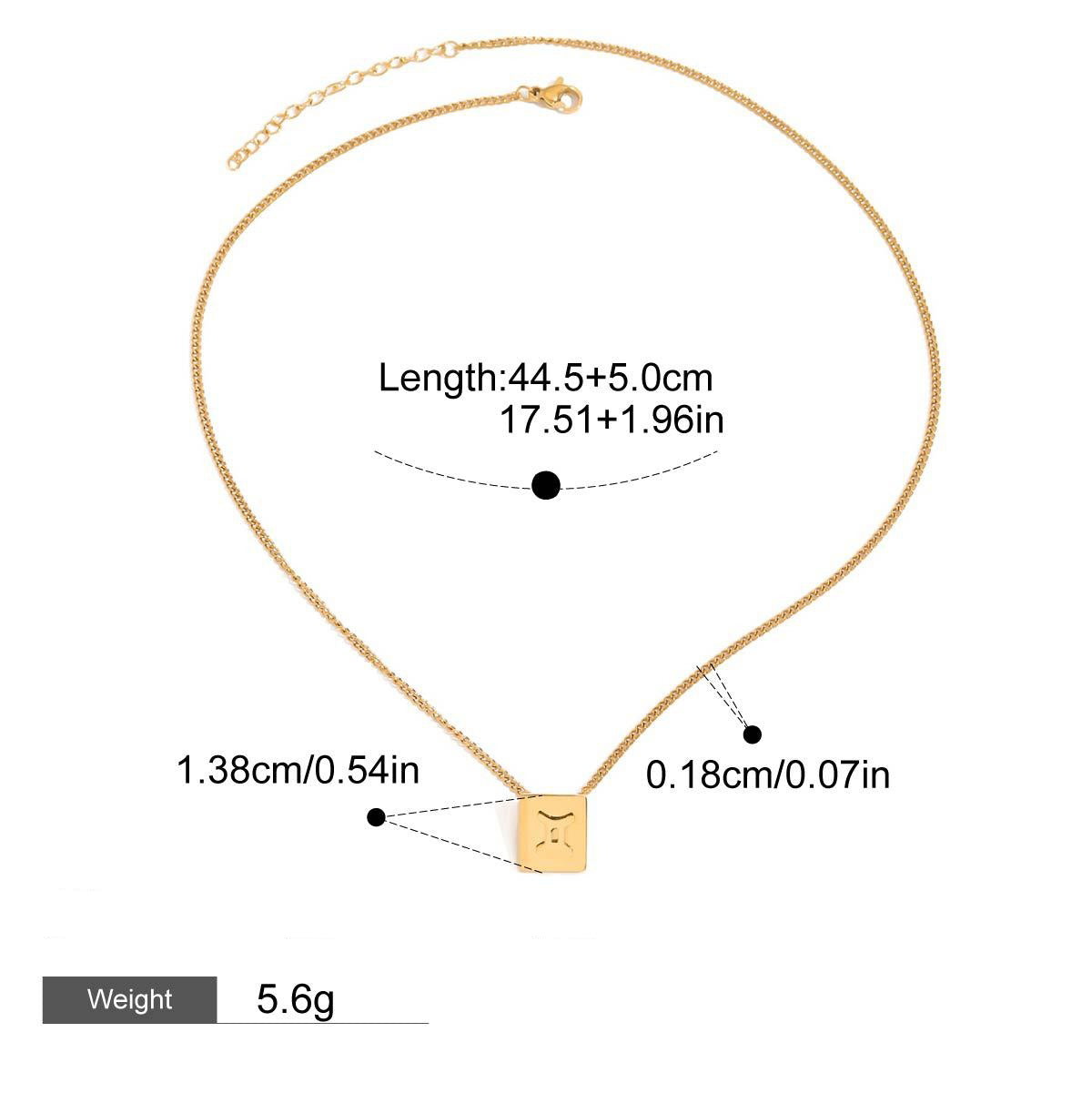 18K gold square necklace with twelve zodiac elements design, classic and fashionable