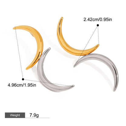 18K gold moon-shaped design light luxury simple earrings