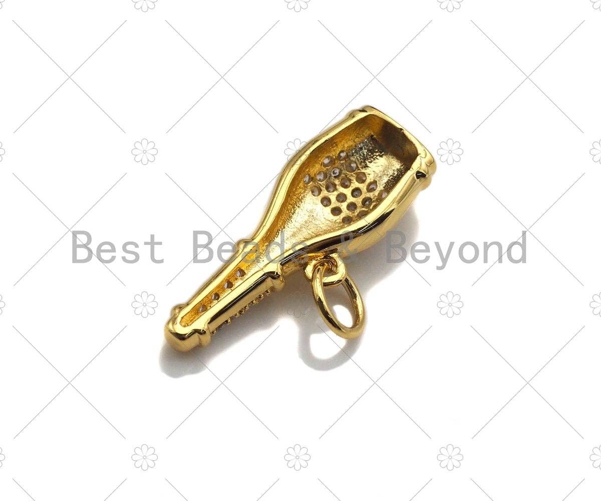 Clear CZ Micro Pave Bottle Shape Pendant/Charm, Bottle Shape Pendant, Silver/Gold/Rose Gold Tone, 8x21mm, Sku#Y263