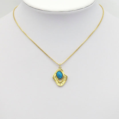 Gold Turquoise Malachite Stone Charm, Sku#Y798