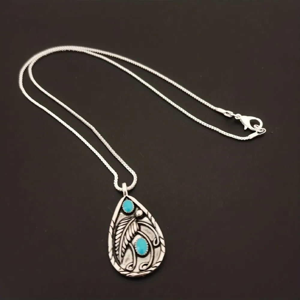 Turquoise Teardrop Pendant Necklace Bumpkin Ranchwear