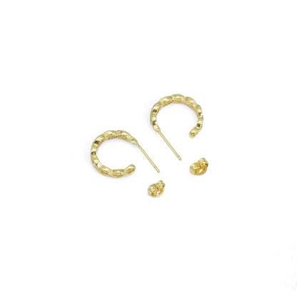 Gold CZ Infinity Line Huggie Earrings, Sku#Y847