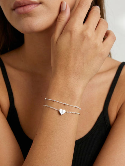 Initial Heart Bracelet for Women 925 Sterling Silver Chain Bracelets Charms Bracelets Birthday Anniversary Jewelry Gift for Daughter Girlfriend - Letter A