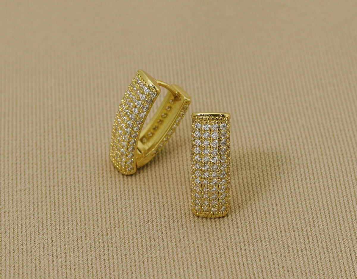 CZ Pave Triangle Shape Earrings, Sku#Y611