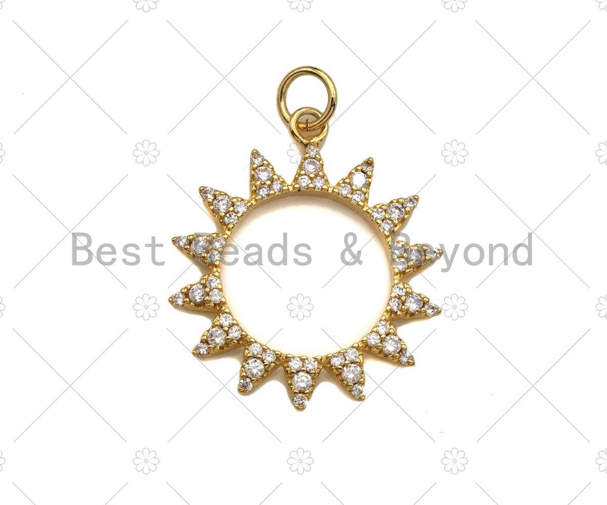 CZ Mirco Pave Hollow Out Sun/Sunflower Charm/Pendant, Sunflower Charm, Sun Pendant, 16mm/21mm, sku#Y295