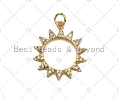 CZ Mirco Pave Hollow Out Sun/Sunflower Charm/Pendant, Sunflower Charm, Sun Pendant, 16mm/21mm, sku#Y295