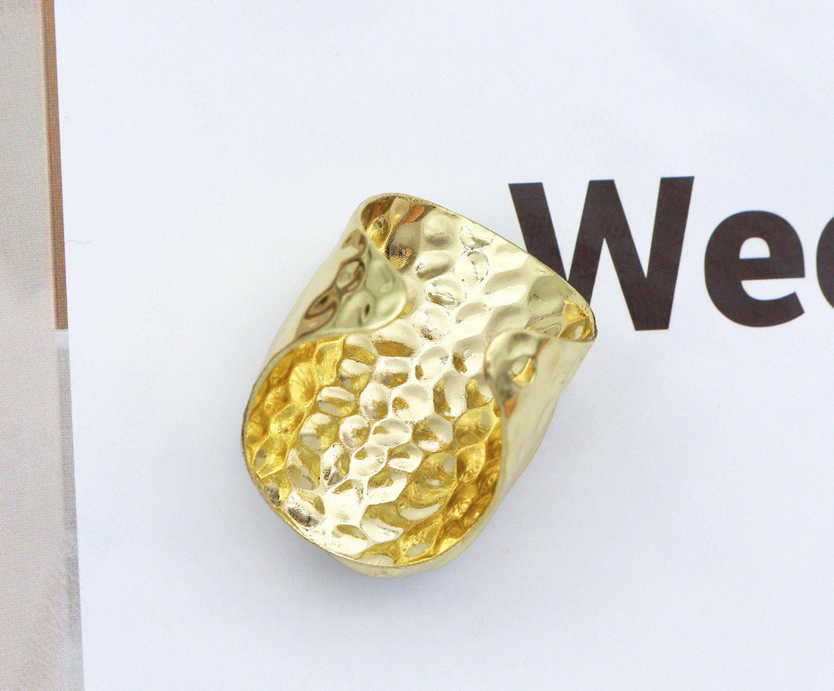 Gold Druzy Quartz Adjustable Ring, Sku#YT34