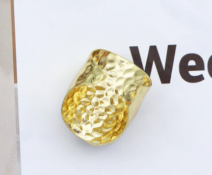 Gold Druzy Quartz Adjustable Ring, Sku#YT34