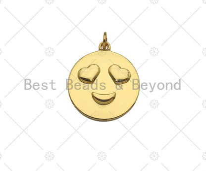 Gold Filled Smiley Face Shape Pendant, 18K Gold Filled Medallion Charm, Necklace Bracelet Charm Pendant, 20x23mm, Sku#Y440
