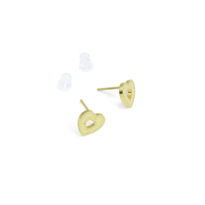 Gold Silver Hollow Out Heart Stud Earrings, Sku#Y952