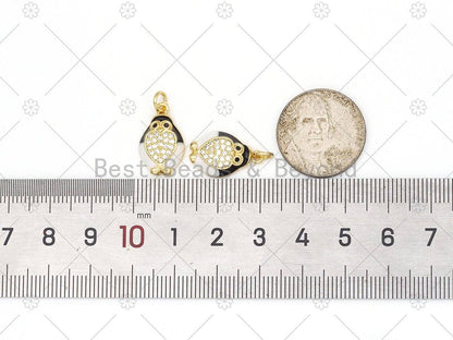 CZ Micropave Enamel Cute Owl Shape Pendant, 18K Gold Filled CZ Owl Charm, Necklace Bracelet Pendant, mm,Sku#Y524