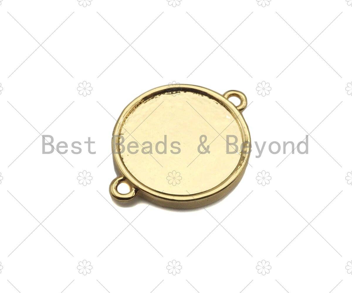 Enamel White Green Yellow Flower Pattern On Round Coin Connector,Colorful Enamel Gold Connector,Enamel Jewelry,20x15mm,Sku#Y421