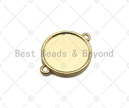 Enamel White Green Yellow Flower Pattern On Round Coin Connector,Colorful Enamel Gold Connector,Enamel Jewelry,20x15mm,Sku#Y421