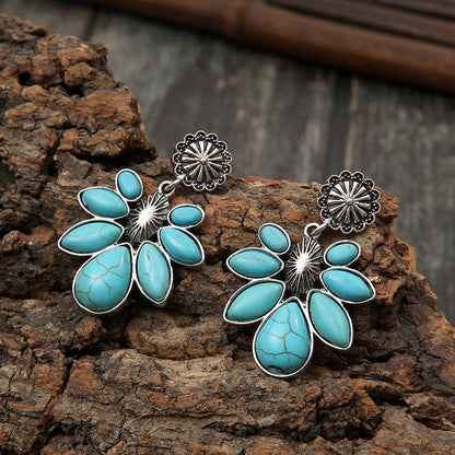 Turquoise Flower Earrings Bumpkin Ranchwear