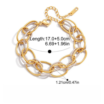 18K gold-plated, lightweight, and luxurious two-tone titanium steel bracelet.