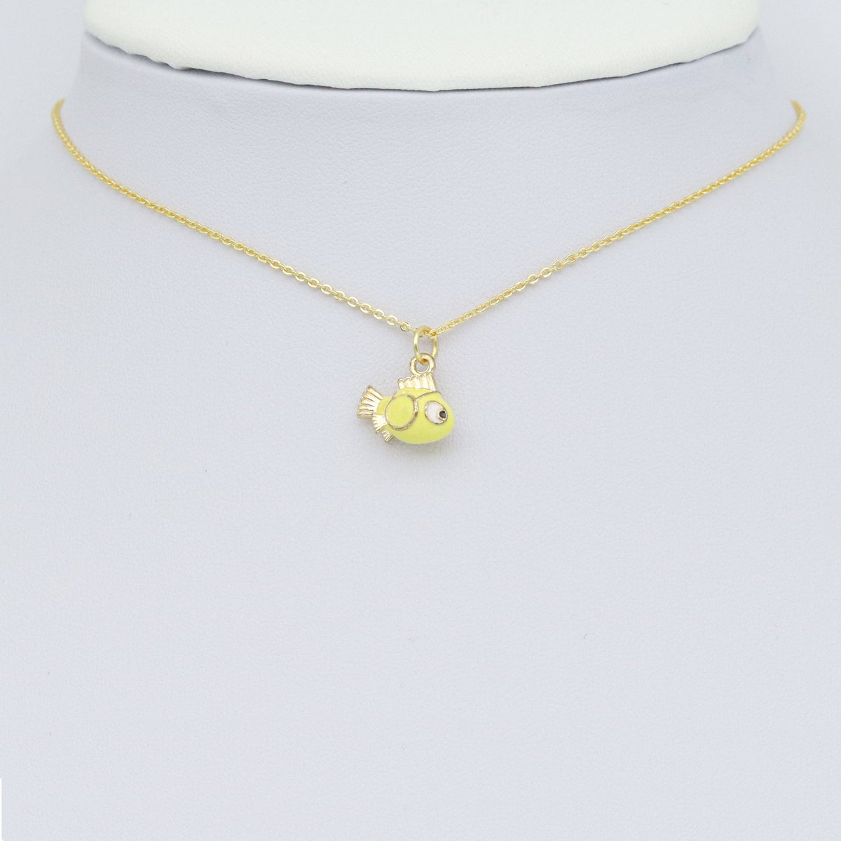 Gold Yellow 3D Fish Charm Pendant, Sku#Y1012