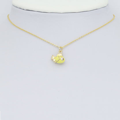 Gold Yellow 3D Fish Charm Pendant, Sku#Y1012