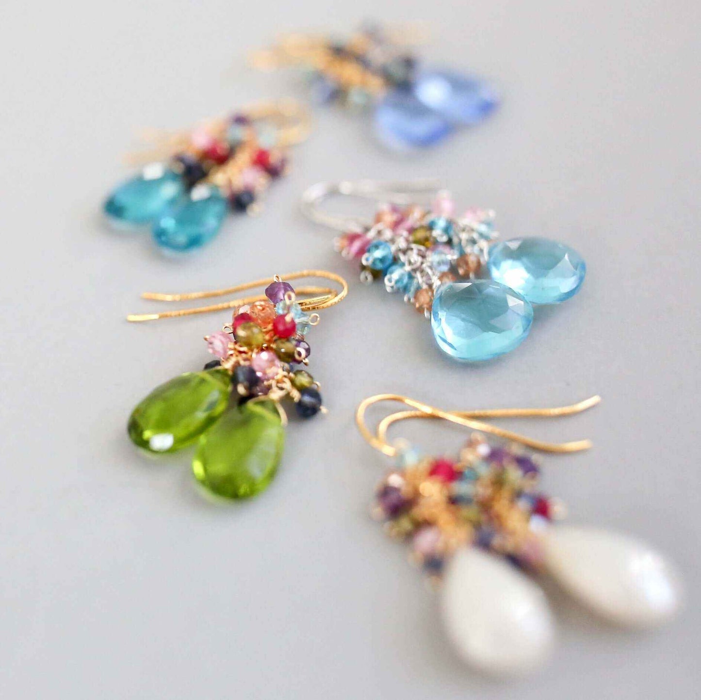 Bala EarringsStunning drops of color. Gold drop earrings made with stunning, colorful stones topped with a rainbow cluster of gems.
- 1.25" long- French hooks- 14k gold plated .9EarringsPARKEN JEWELRYVettedArcBala Earrings