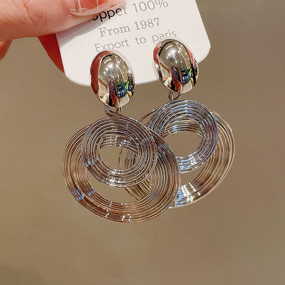 Metal Round Hoop Earrings, European American Cold Style, Bold Niche Hot Sale Jewelry