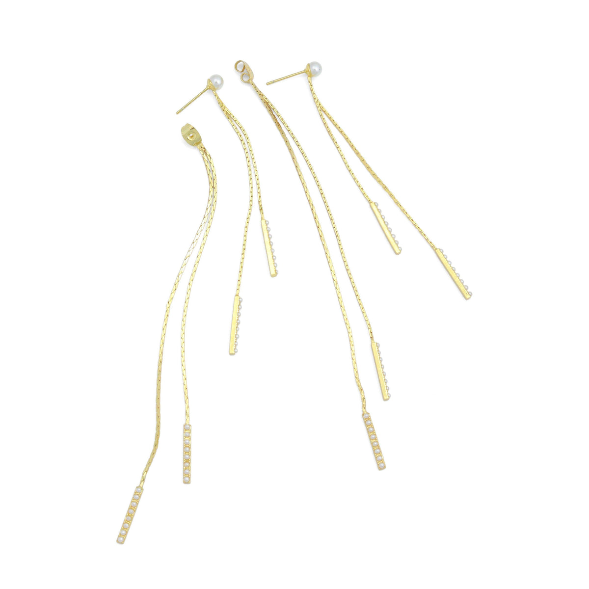Pearl long Dangle Earrings, Sku#Y1042