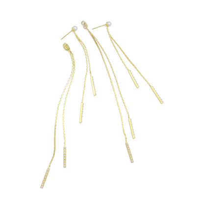 Pearl long Dangle Earrings, Sku#Y1042