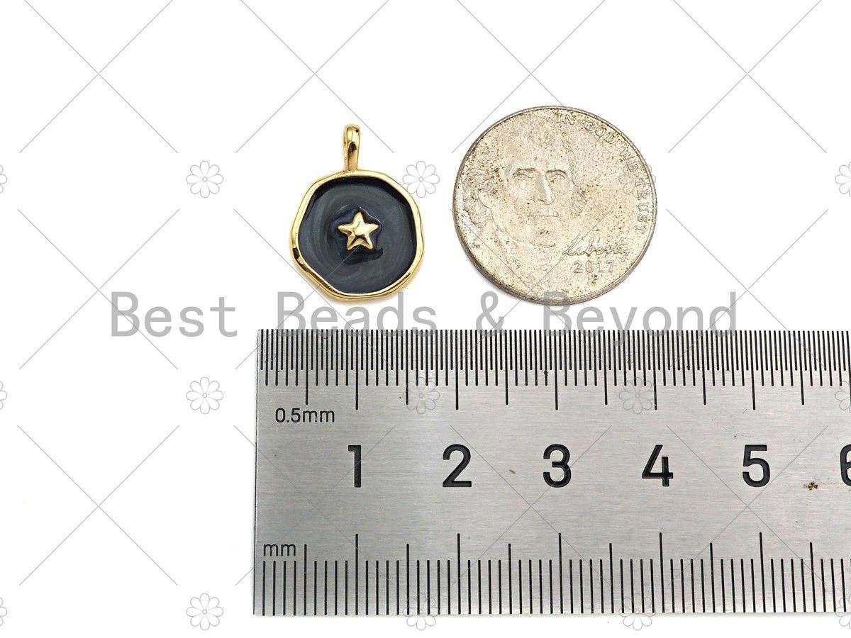 Gold Colorful Enamel Moon Star Heart On Round Coin SKU#Y465