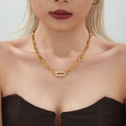 Titanium Steel Jewelry Stainless Steel Micro-pave Zircon Clavicle Necklace And Bracelet