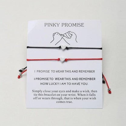 Best Friends Heart Couple Bracelets Mother Daughters Women Fashion Jewelry Christmas Friendship Bracelets Adjustable Handmade Braided Red Black Rope Cord Thread Bracelet Gift