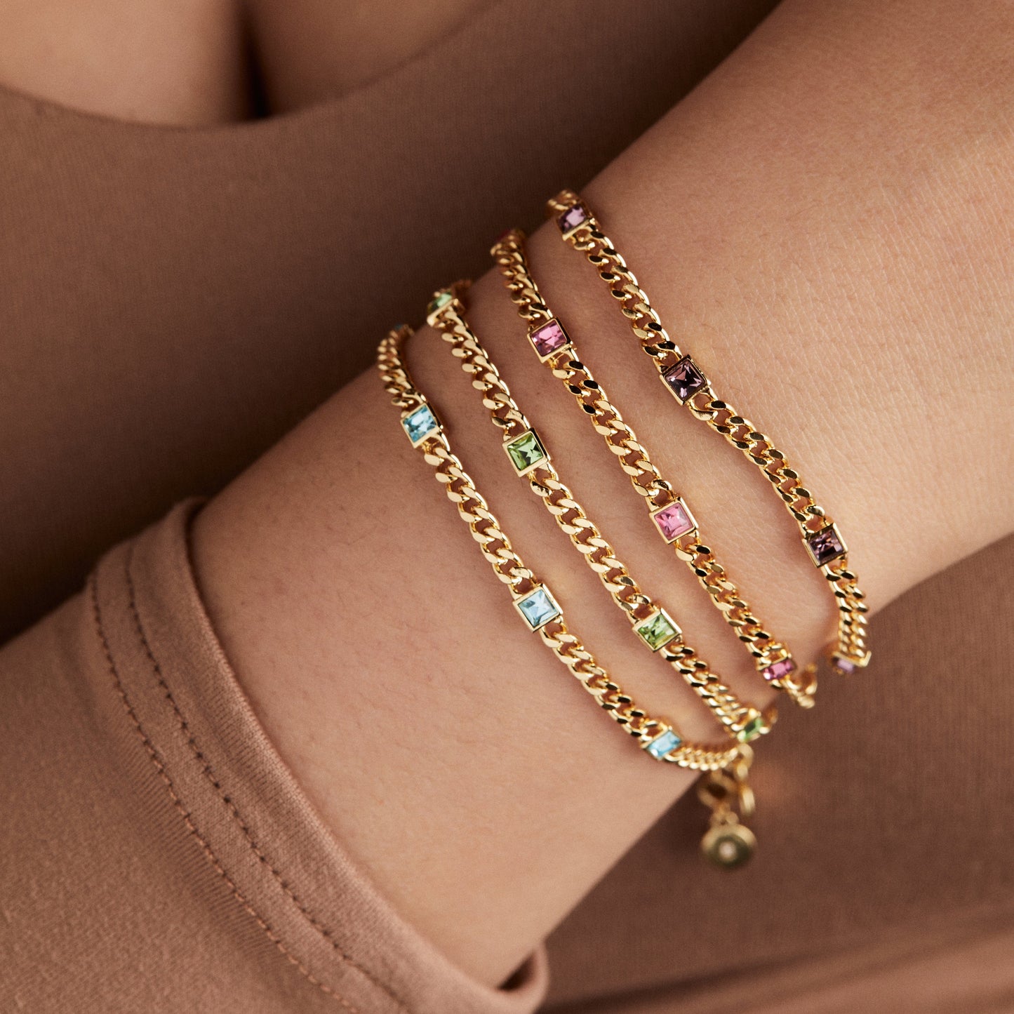October Birthstone Rose Curb Chain Bracelet ALEX AND ANI