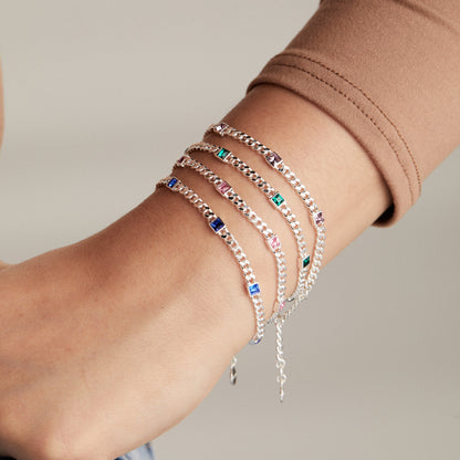 June Birthstone Light Amethyst Curb Chain Bracelet ALEX AND ANI