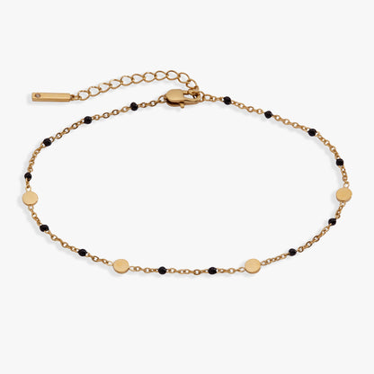 Black Enameled Chain Coin Station Anklet ALEX AND ANI