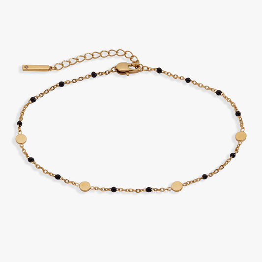 Black Enameled Chain Coin Station Anklet ALEX AND ANI
