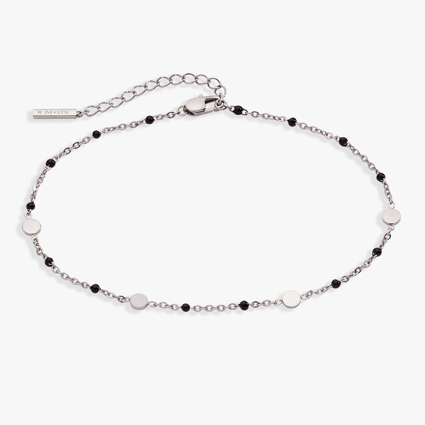 Black Enameled Chain Coin Station Anklet ALEX AND ANI
