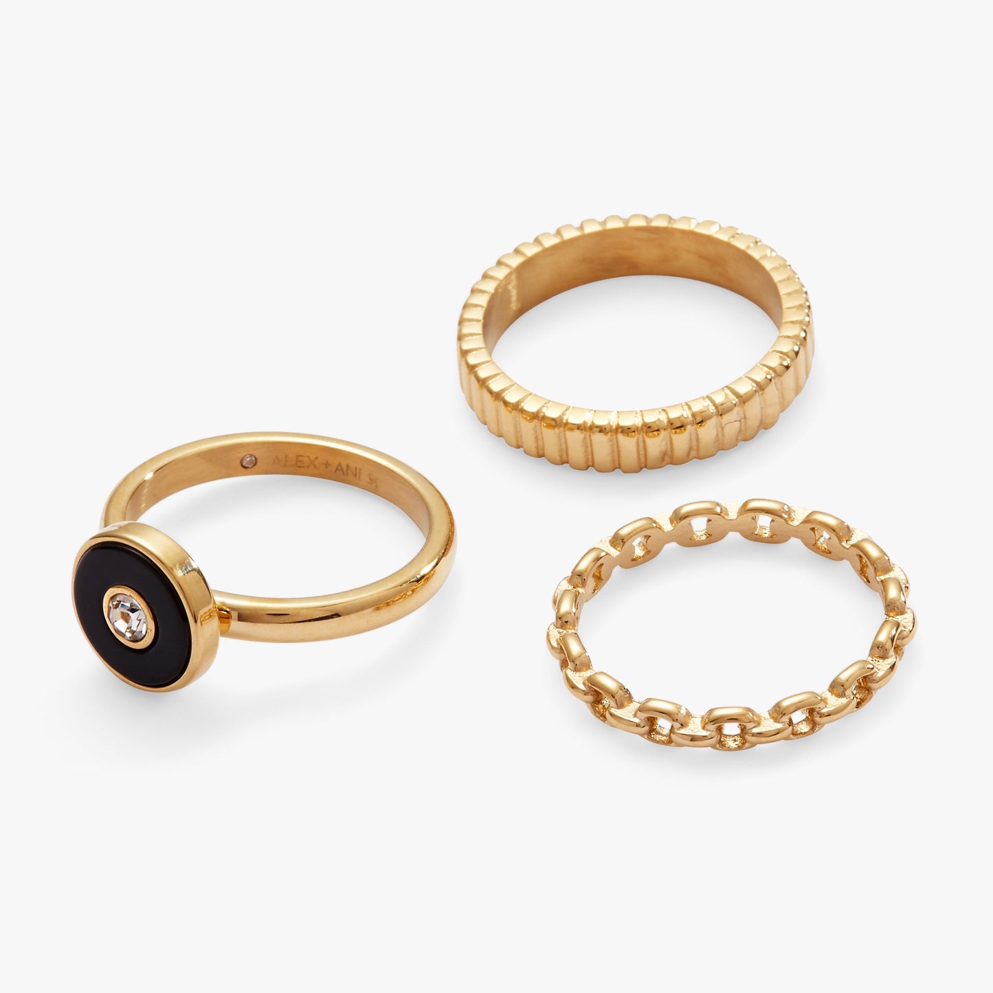 Black Onyx Ring Set of 3 ALEX AND ANI