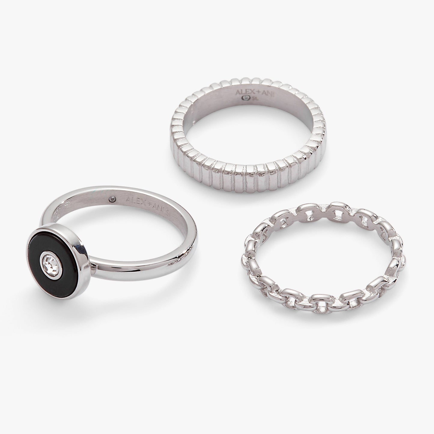 Black Onyx Ring Set of 3 ALEX AND ANI