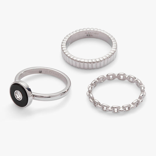 Black Onyx Ring Set of 3 ALEX AND ANI