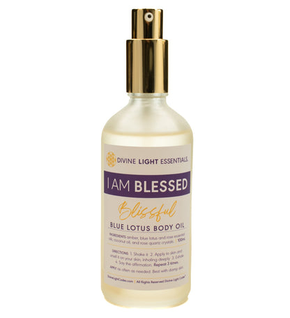 I Am Blessed Blissful Body Oil – Amber, Blue Lotus & Rose Essential Oils - 100 ml Divine Light Codes