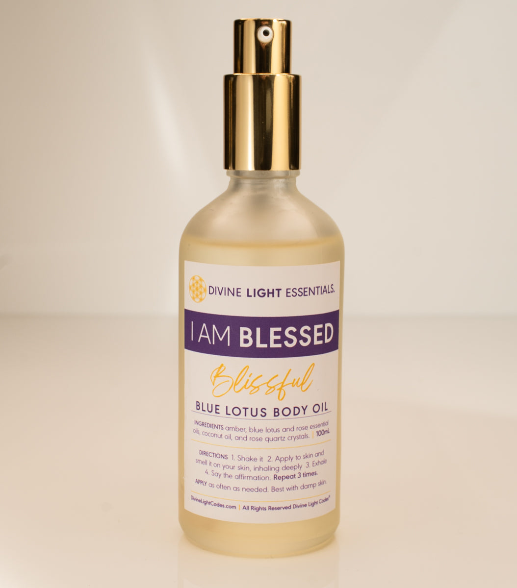 I Am Blessed Blissful Body Oil – Amber, Blue Lotus & Rose Essential Oils - 100 ml Divine Light Codes