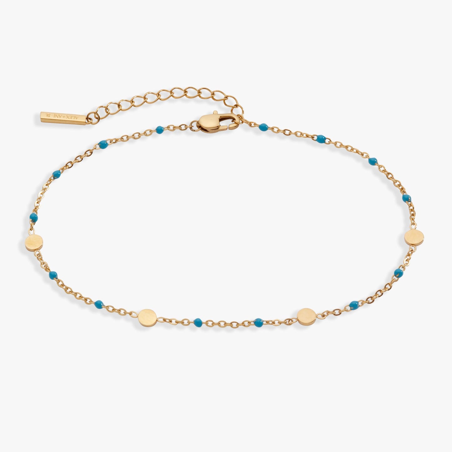 Turquoise Enameled Chain Coin Station Anklet ALEX AND ANI